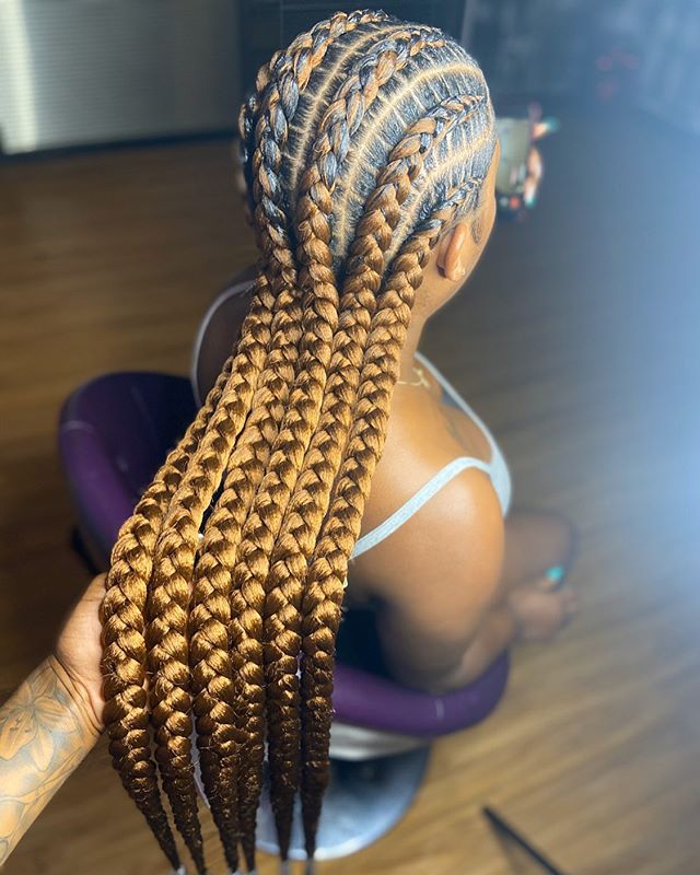 Honey blonde cornrow jumbo braids