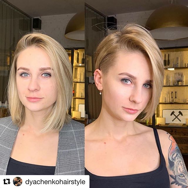  Asymmetrical Bob Hairstyle Idea with Shaved Temple