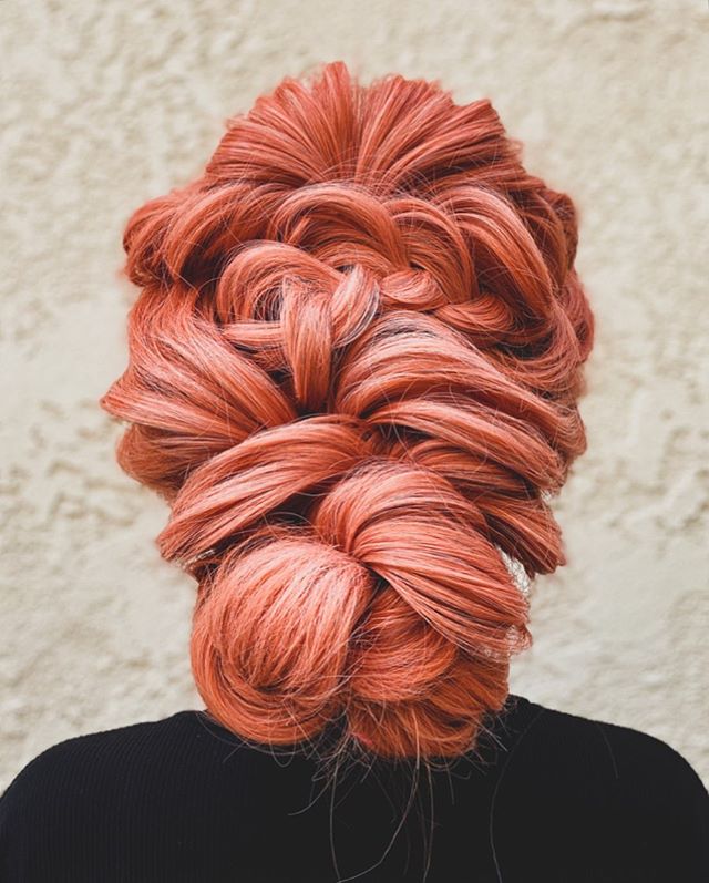  Complex Patterned Updo and Red