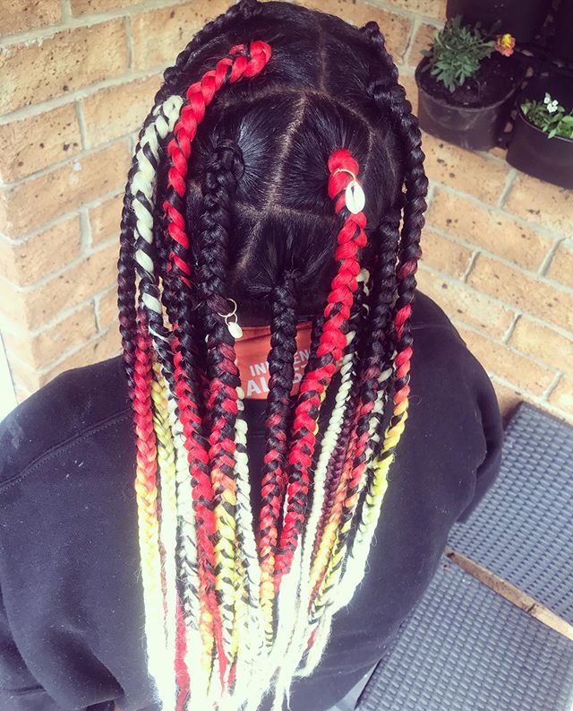  Multicolored jumbo braids with shells