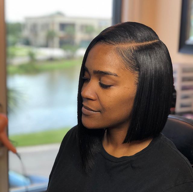 Asymmetrical Bob with Deep Side Part