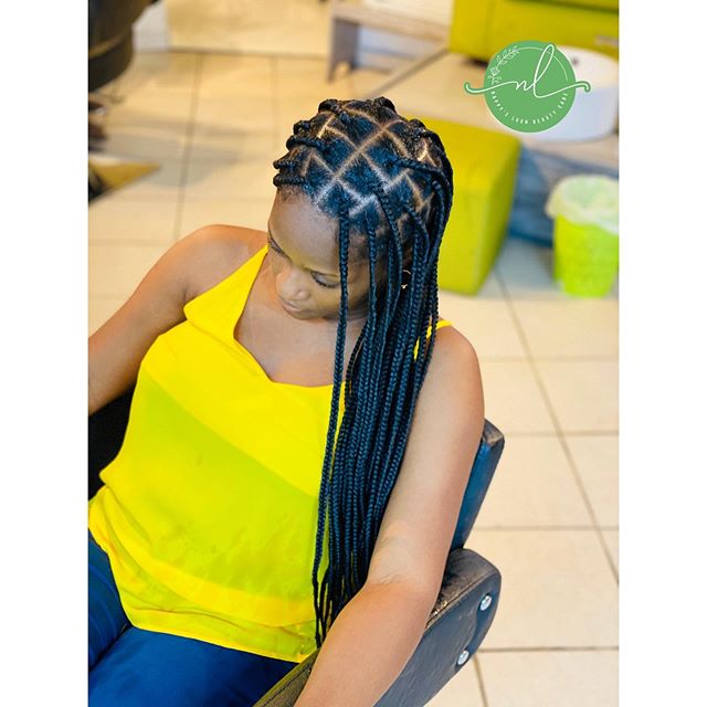 Diamond Box Braids with Extensions