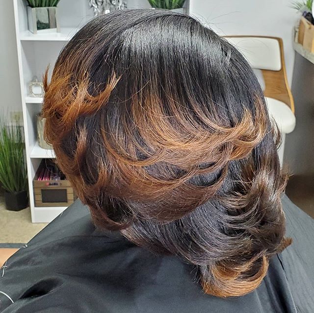 Soft Feathered Bob With Brown Ends