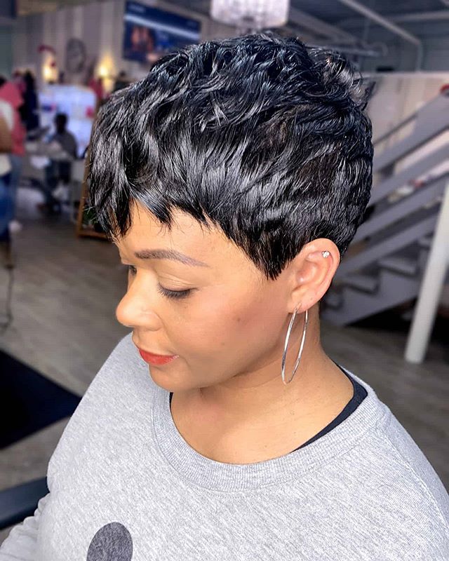 Short Black Textured Pixie Cut