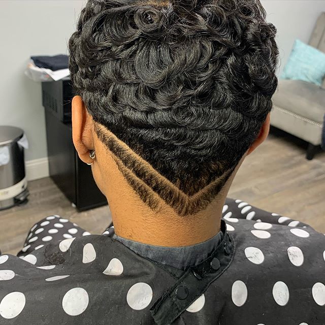 Textured Black Pixie With Faded Under Cut