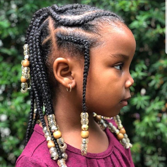 Cute Box Braids with Cornrow Braids