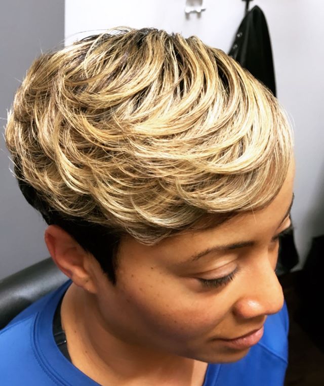 Black And Blonde Texturized Pixie