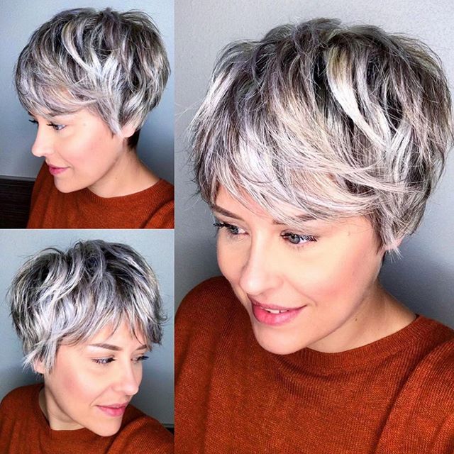 Frosted, Layered Long Pixie Cut