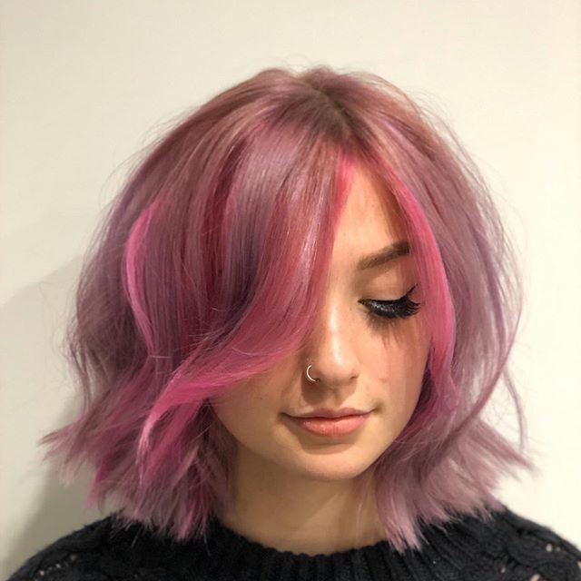 Adorable Pastel Pink Shag with Side Part
