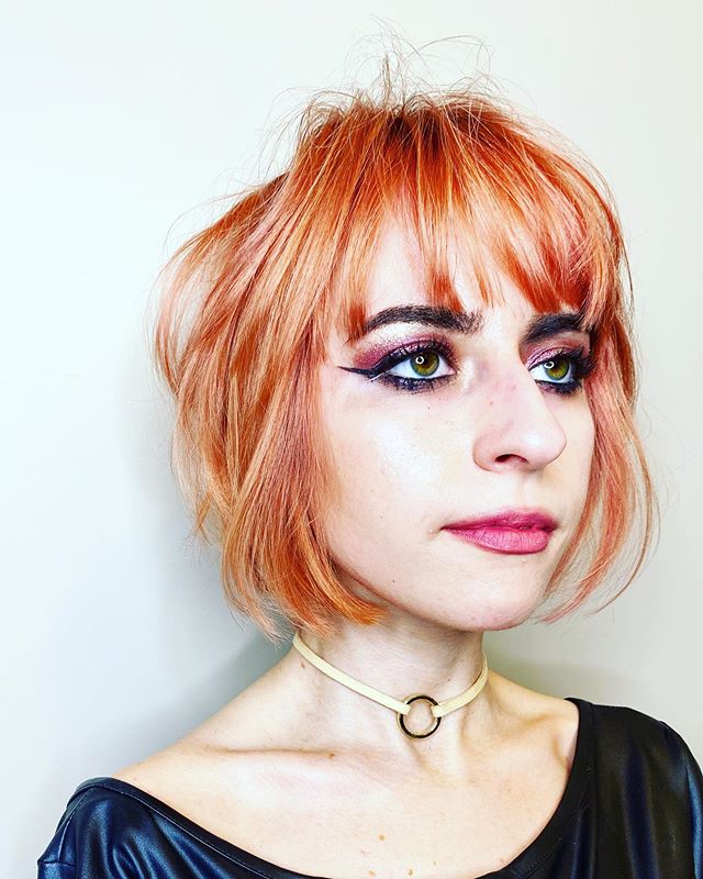 Rocker-Inspired Chin-Length Bob with Bangs