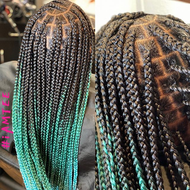 Energetic Iced Mint Staggered Box Braids
