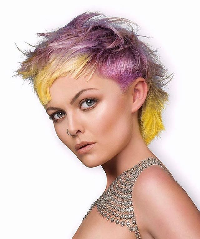 Ziggy Stardust Hair with Yellow and Purple Highlights