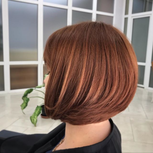 Dark Copper '90s Bob with Fringe and Layers