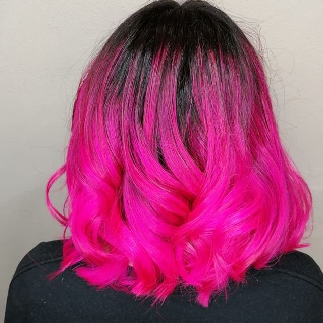Dip-Dyed Neon Pink with Loose Ringlets