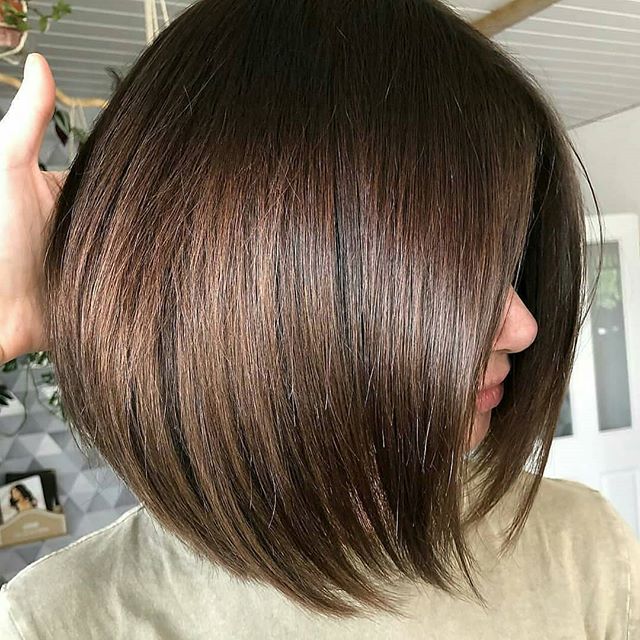 Thick Brown Inverted Bob for the Perfect Boss Look