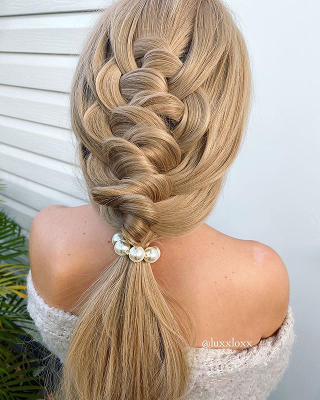  Knotted, Twisted Faux “Braid” Low Ponytail
