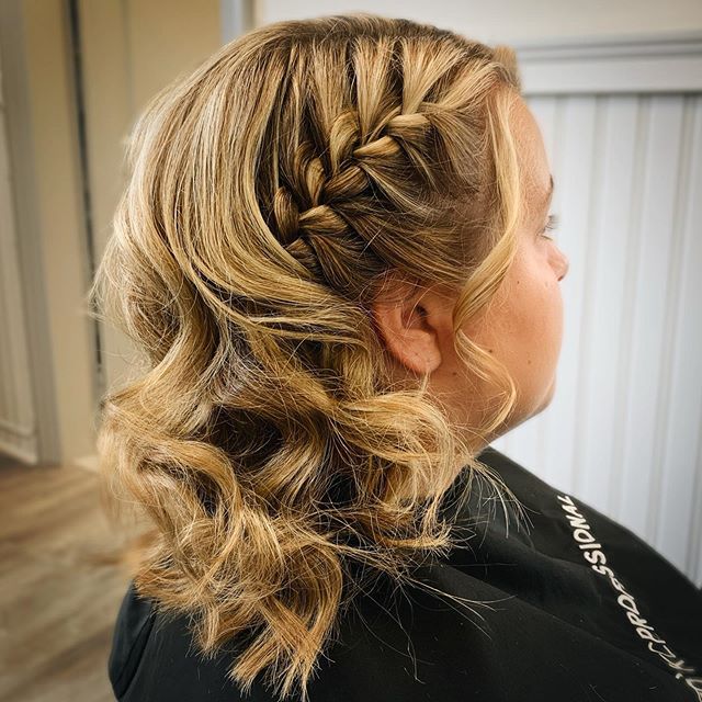 Perky, Side-Swept, Side-Braided Curls