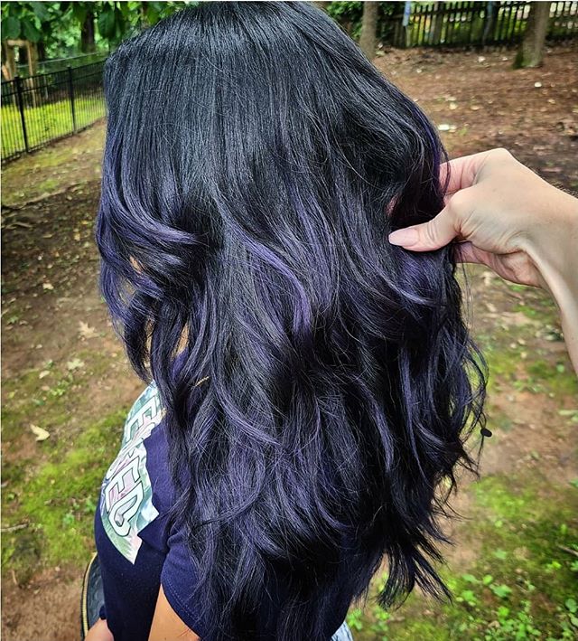 Blue and Purple Hair with Highlighted Dark Waves