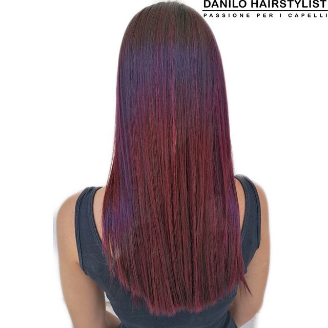 Long, Sleek, Subtle Magenta Toned Purple Hair