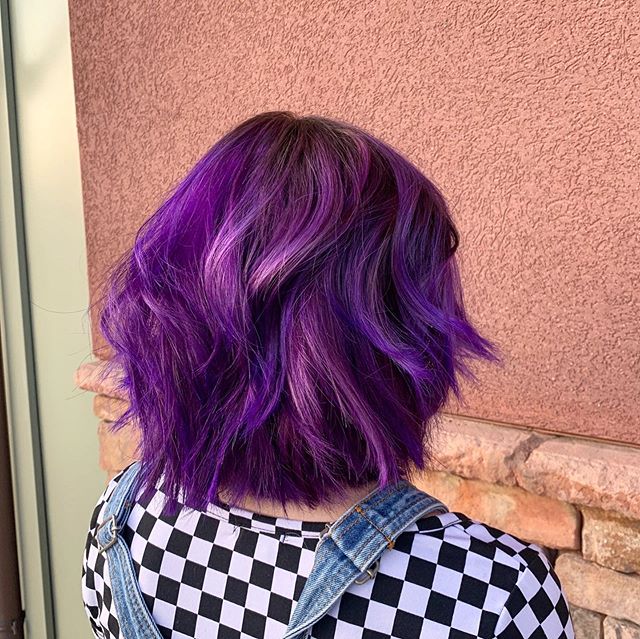  Luminous Layered Curly Purple Bob