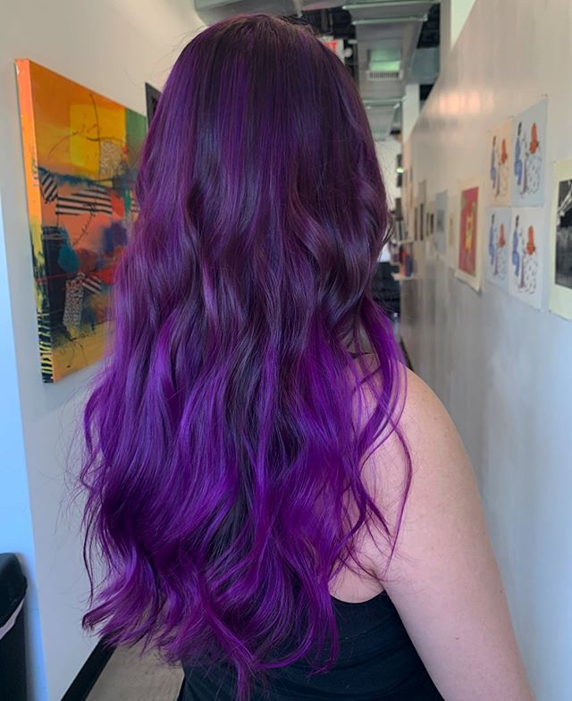 Bright Plum Ombre Highlighted Curls