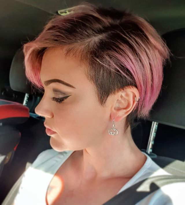 Edgy Pink Highlights with Asymmetrical Undercut