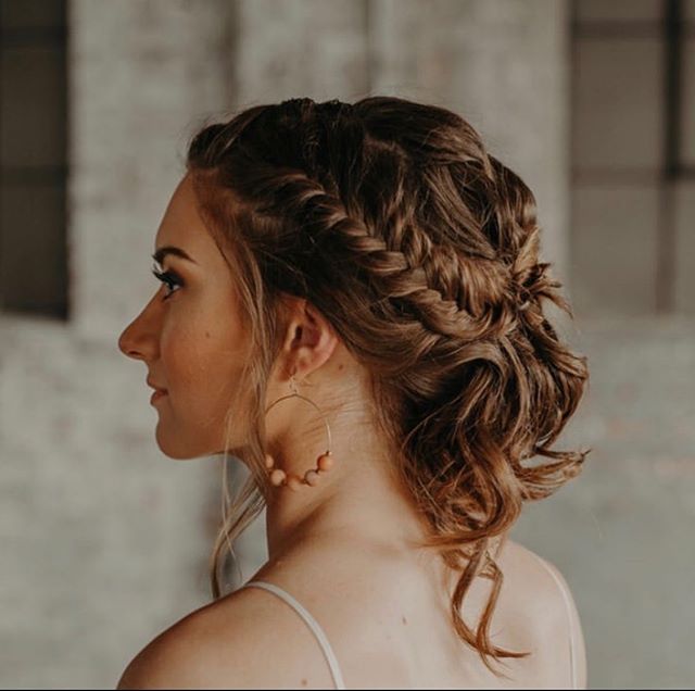 Braided, Loose Pinned-Up Bridesmaid’s Hairstyle