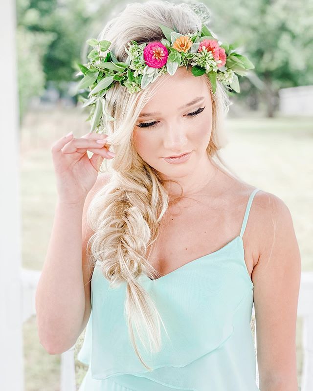 Fishtail Braid With A Glamorous Flower Crown