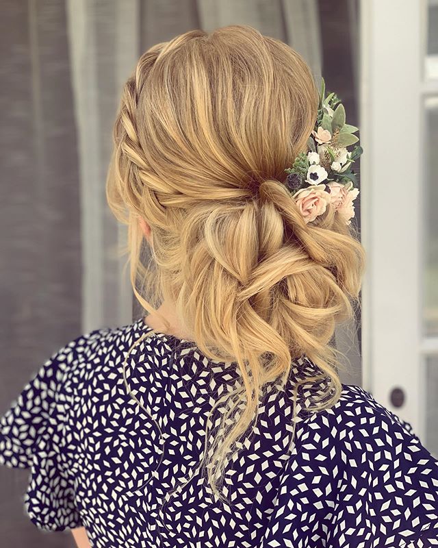Loosely Tied Updo With A Braided “Headband”