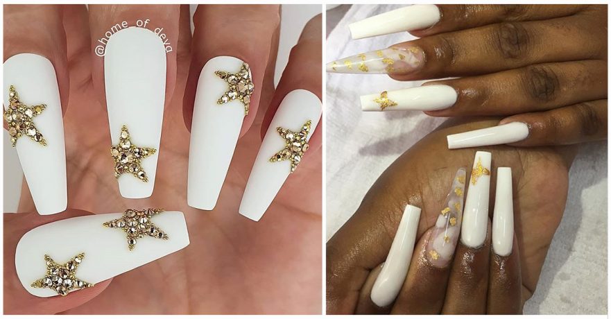 50 Incredible White and Gold Nails to Compliment Your Style
