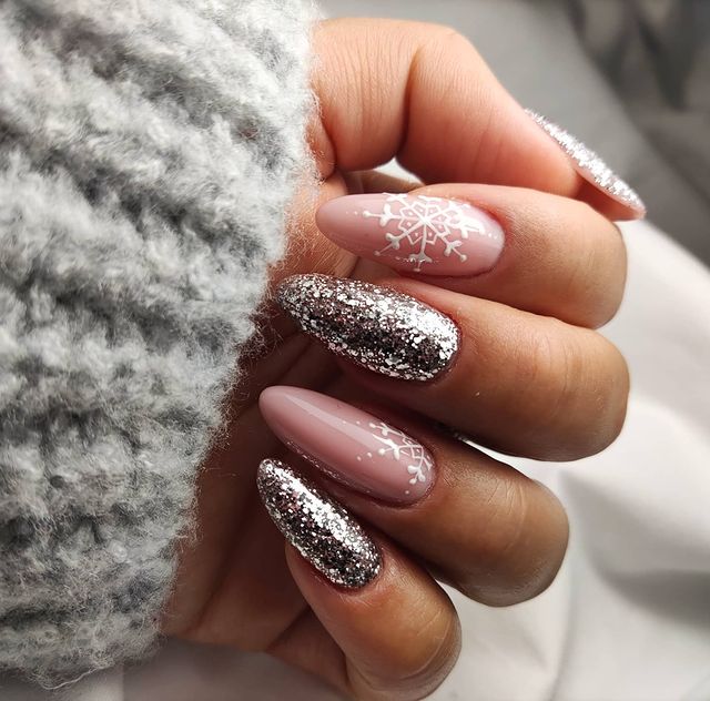 Shimmery Pink Stiletto Nails