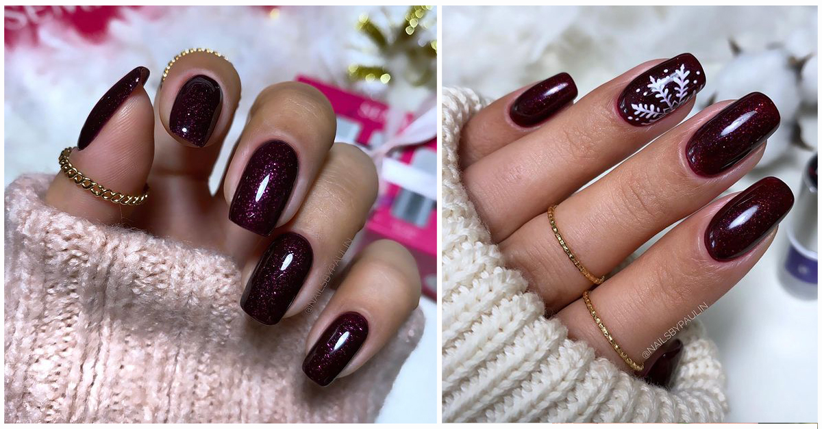 13 Epic Burgundy And Gold Nails Design - Nails Design Ideas