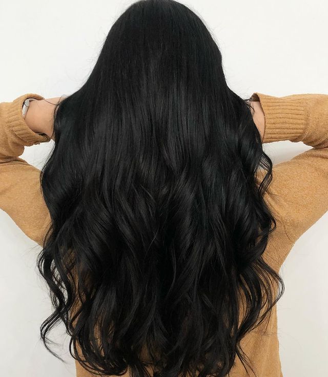 Flattering Midnight Dark Brown Hair with Overnight Waves