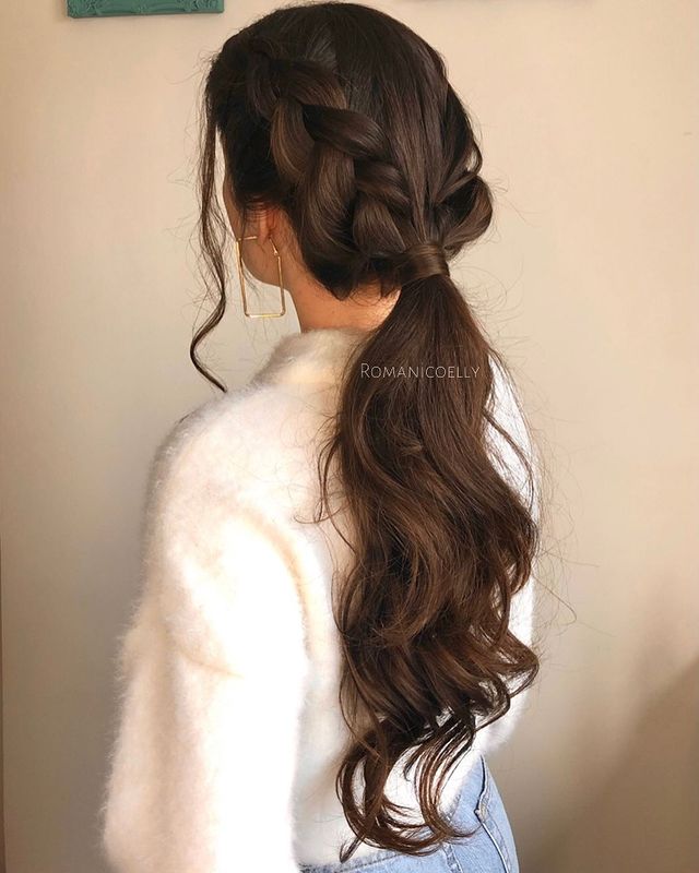 Loose French Braid Accents with Low Pony