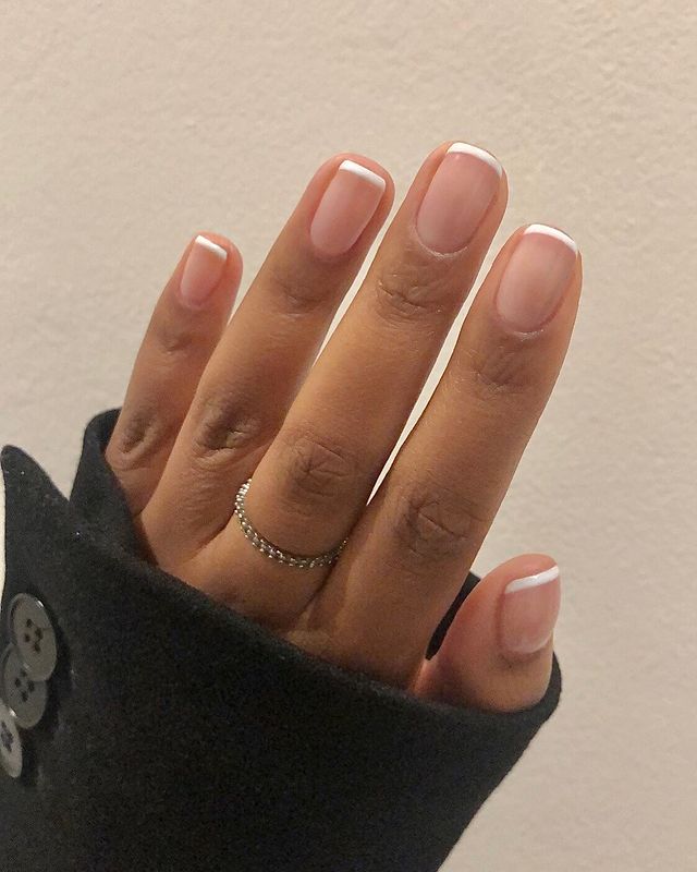 Short French Manicure with Square Tips